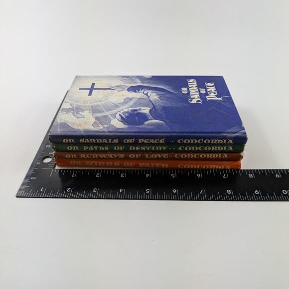 Religious Evangelical Lutheran Book Set 1940s Sandals Peace Wings Faith Bible - Picture 14 of 16